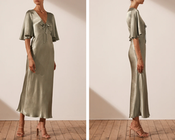 Shona Joy - LA LUNE FLUTTER SLEEVE MIDI DRESS - SAGE size 10 for rent on The Volte - image 3