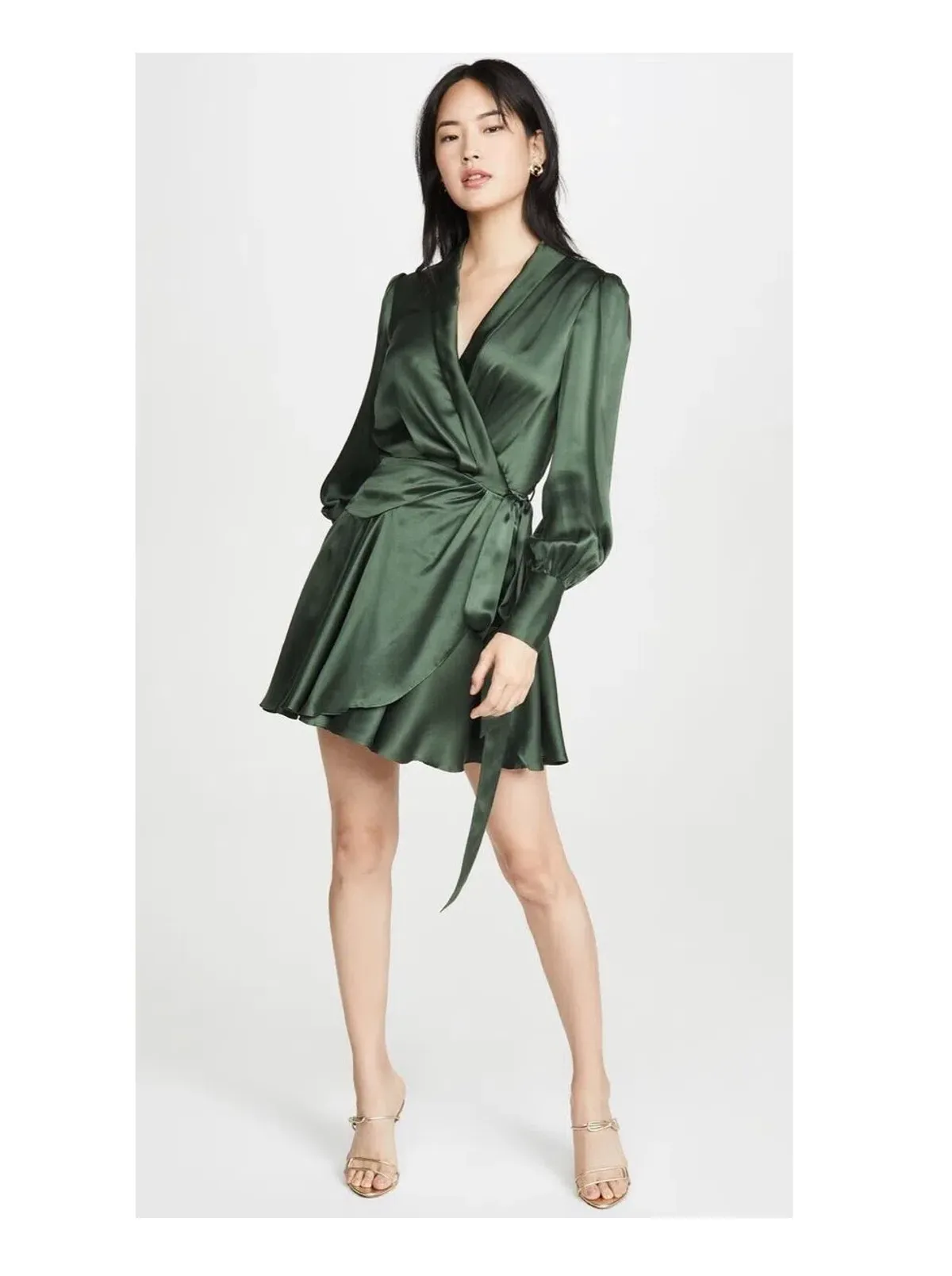 Zimmermann Silk Mini Wrap Dress Green Size 2 / AU 12 - Image 1