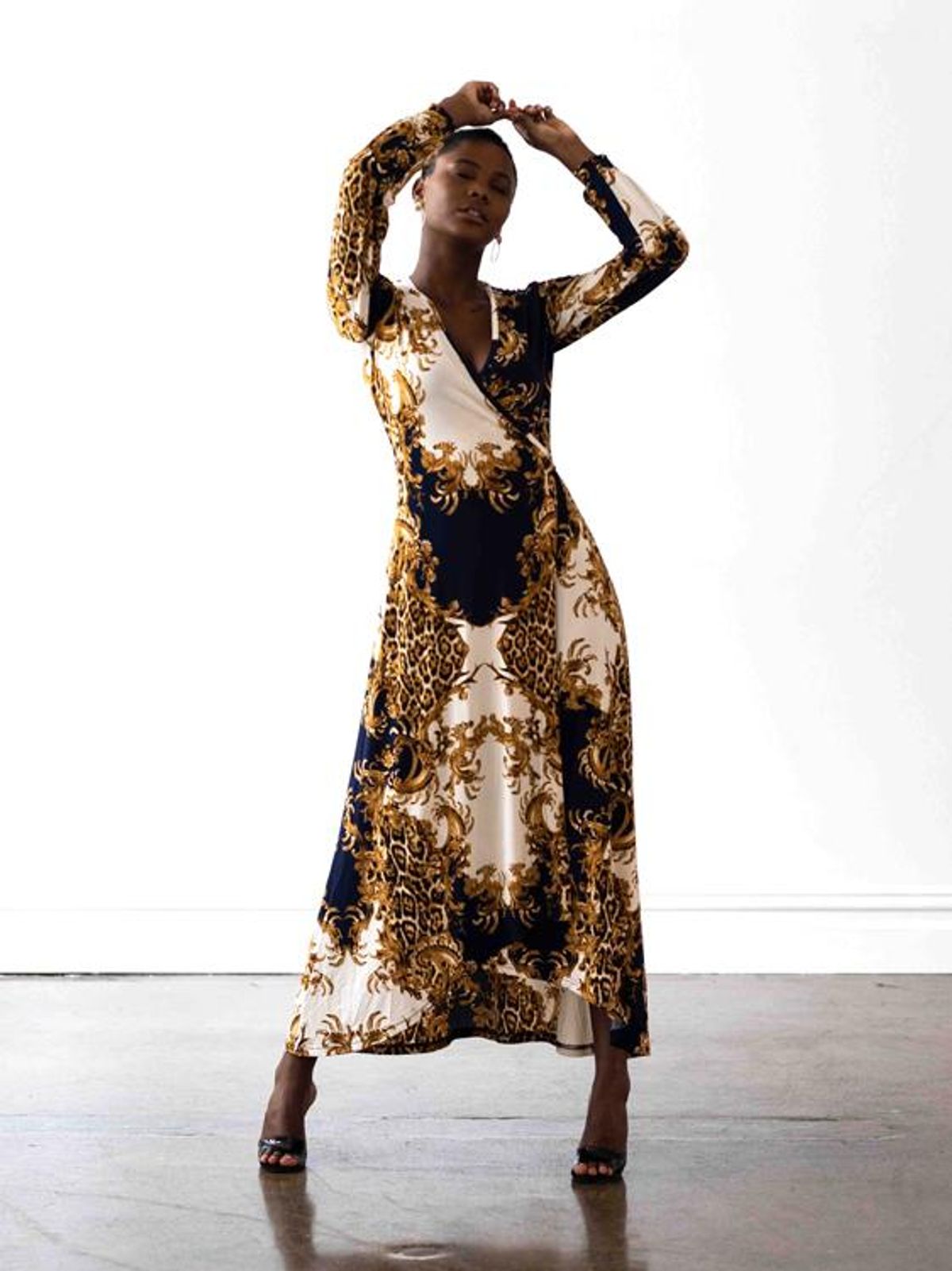 Mónica The Label Baroque Print Wrap Dress Size 12 - Image 1