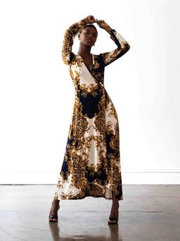 Mónica The Label Baroque Print Wrap Dress Size 12 for rent on The Volte - image 1