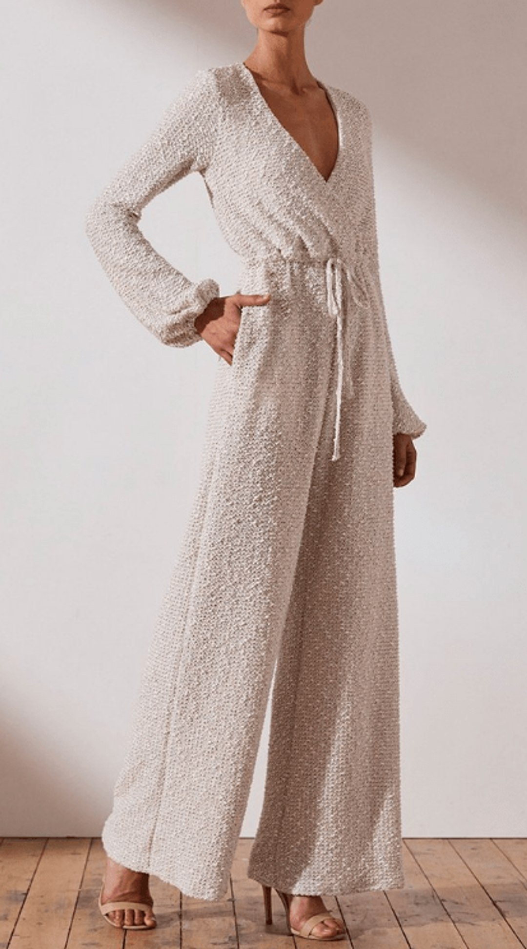 Shona Joy Hayes Drawstring Jumpsuit Cream Size 10 for rent on The Volte - main image