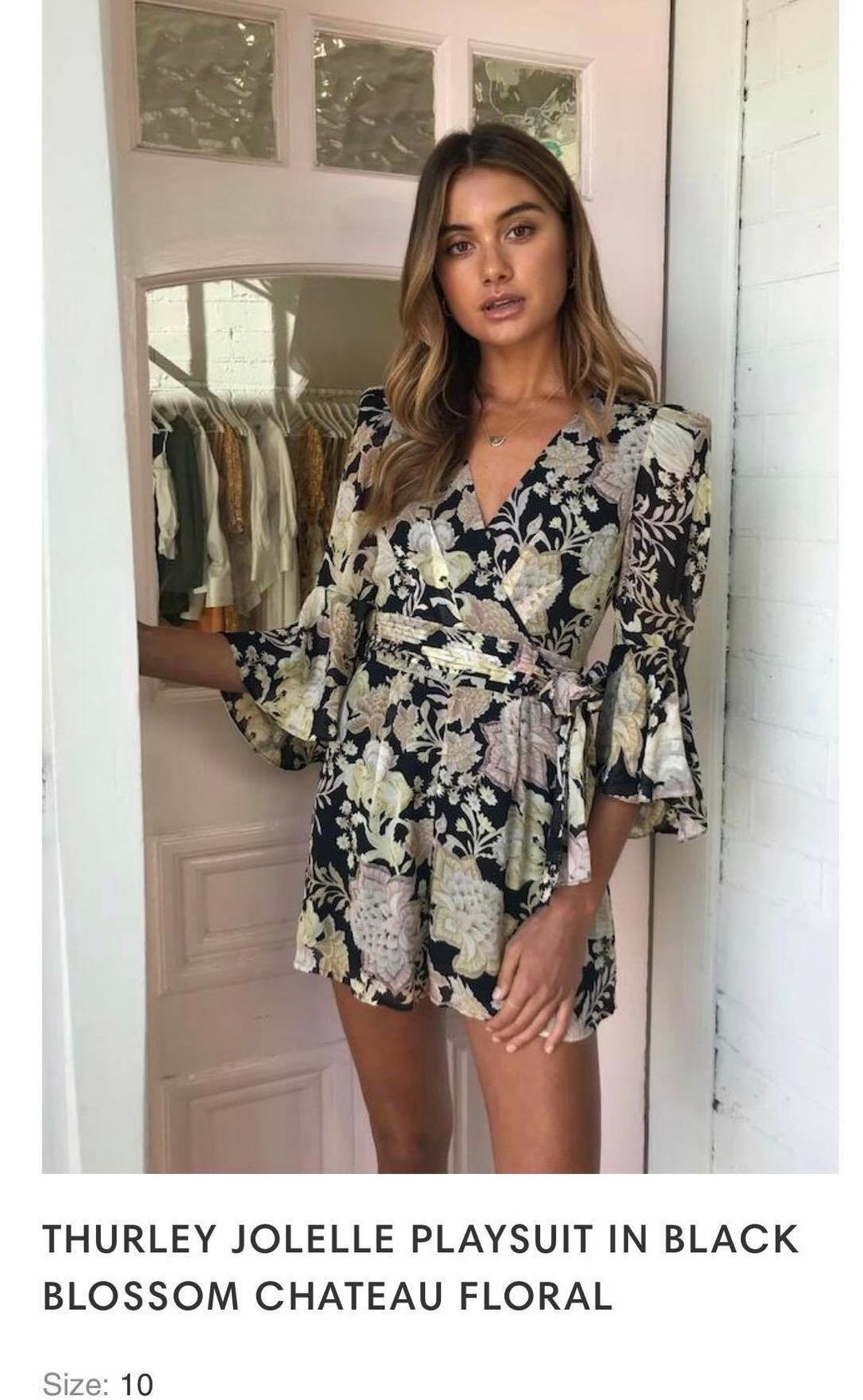 Thurley Joelle playsuit in black blossom for rent on The Volte - main image