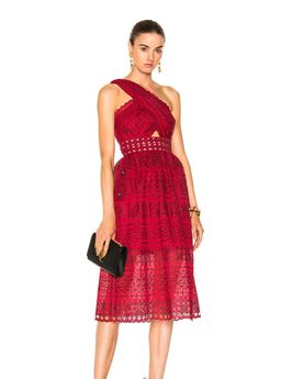 Self Portrait One Shoulder Cut Out Midi Dress Size 14 for rent on The Volte - image 1