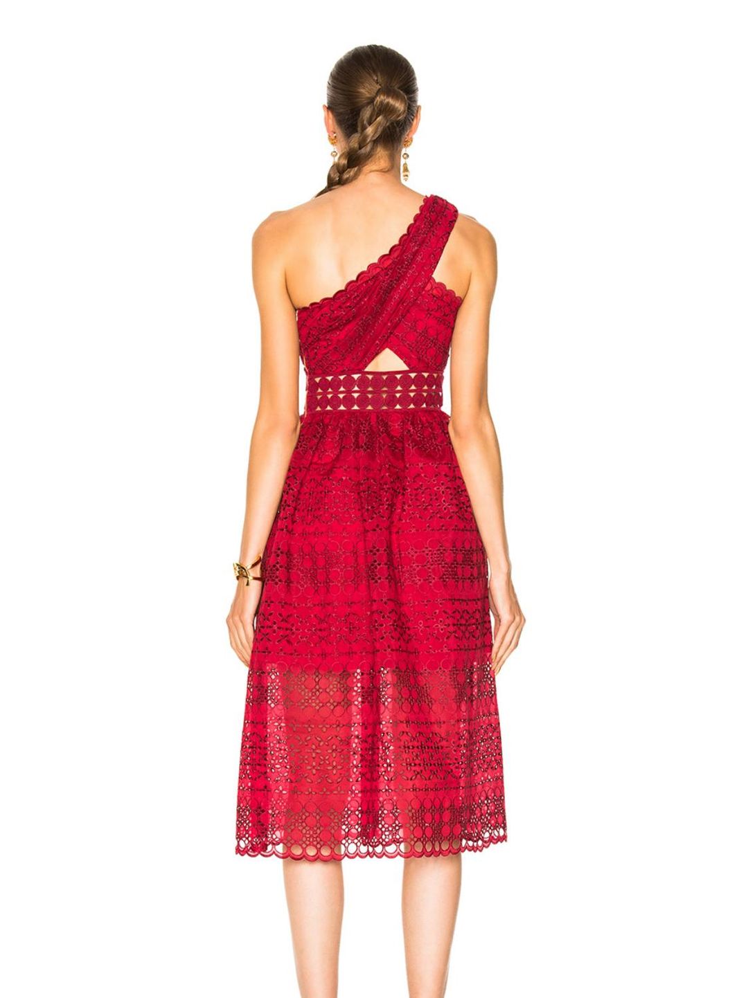 Self Portrait One Shoulder Cut Out Midi Dress Size 14 for rent on The Volte - main image