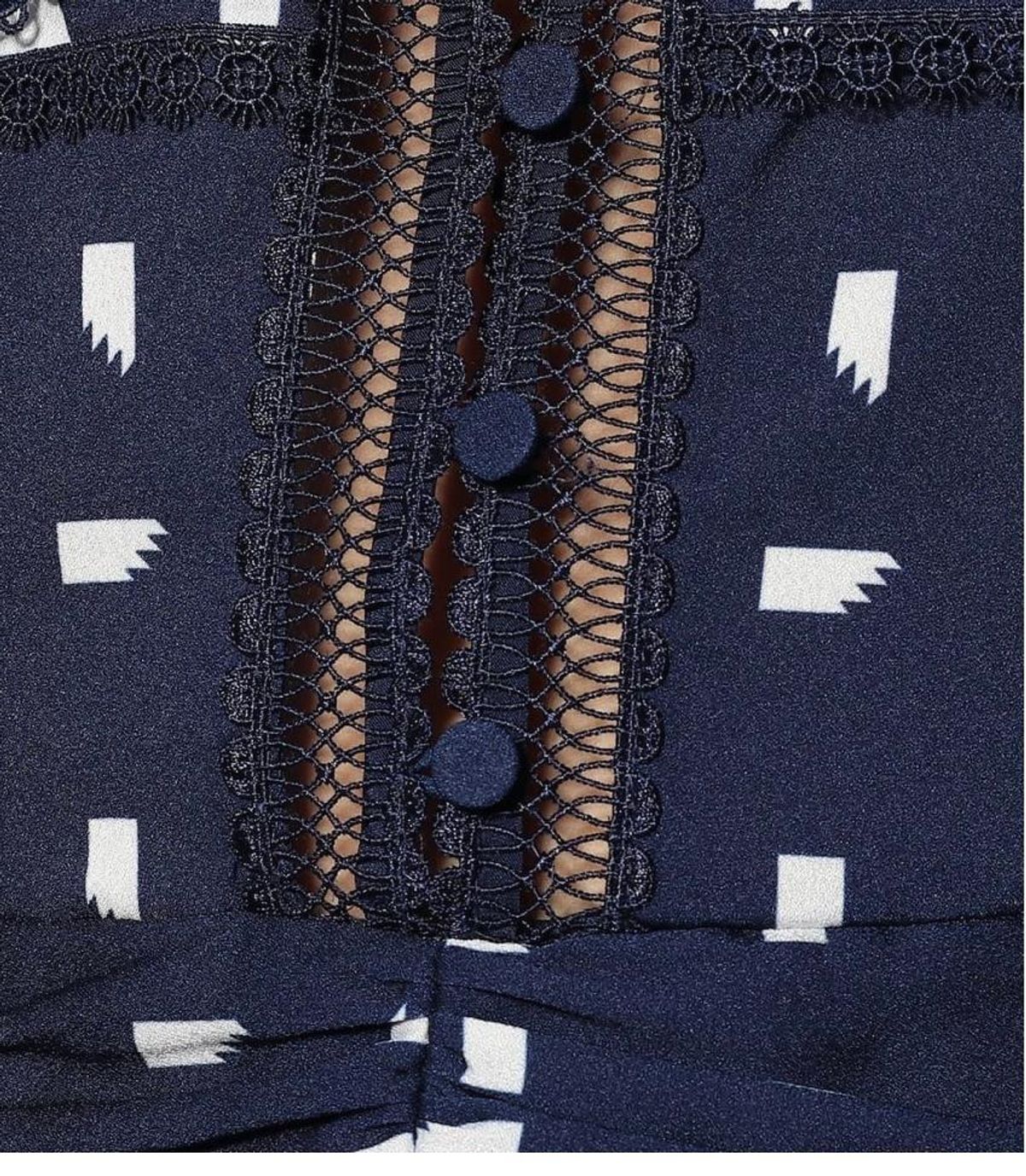 Self Portrait Sail Print Lace Trim Mini Dress navy Size 12 - Image 3