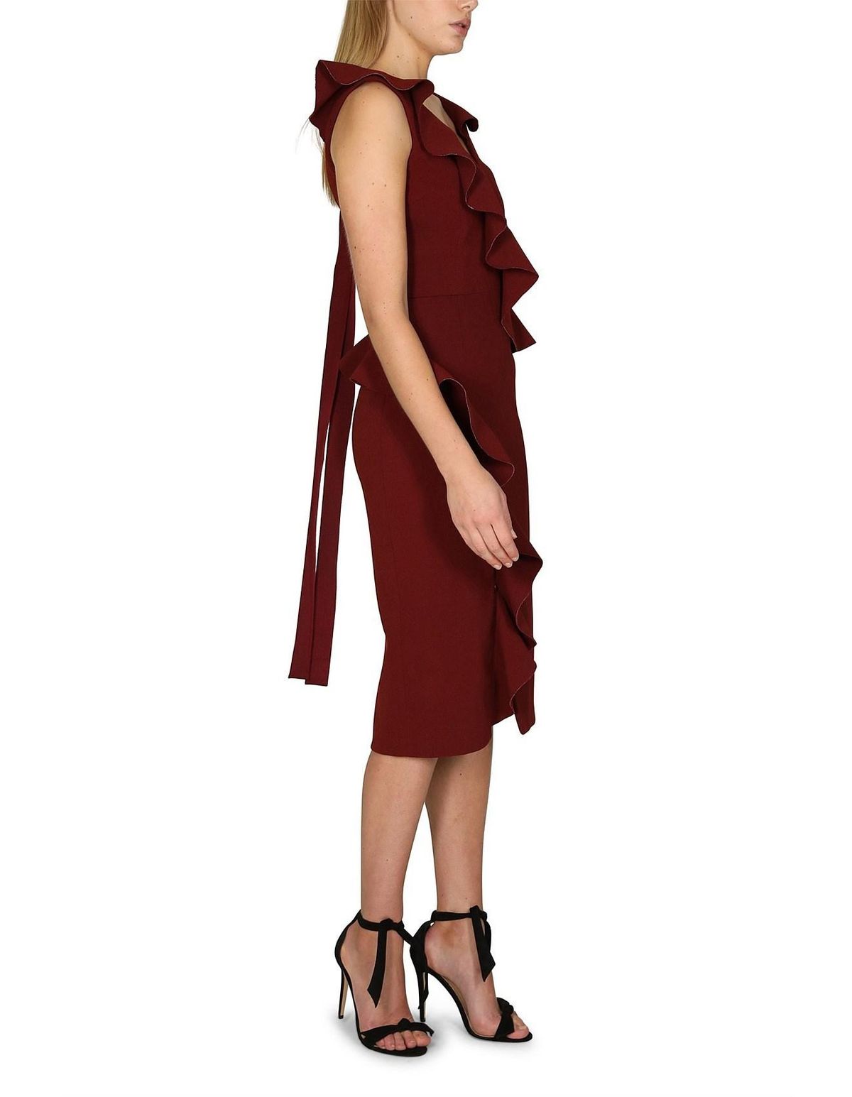 Rebecca Vallance Sylvette Midi Dress Burgundy Size 6 - Image 2