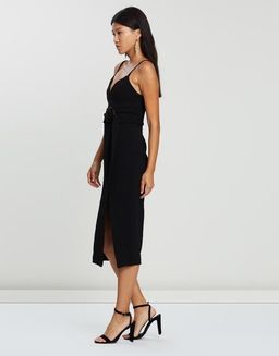 Shona Joy Fitted Cocktail Dress with Belt Black 10 for rent on The Volte - image 3