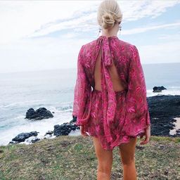 Zimmermann Karmic Flare Sleeve Playsuit Pink Paisley Chintz Size 0 / AU 8 for rent on The Volte - image 10