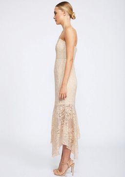 Shona Joy Lace Bustier Handkerchief Midi Dress Nude size 8 for rent on The Volte - image 2