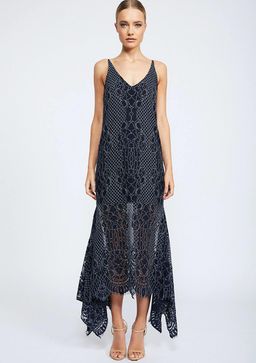 Shona Joy Lace Handkerchief Slip Dress Navy size 8 for rent on The Volte - image 1