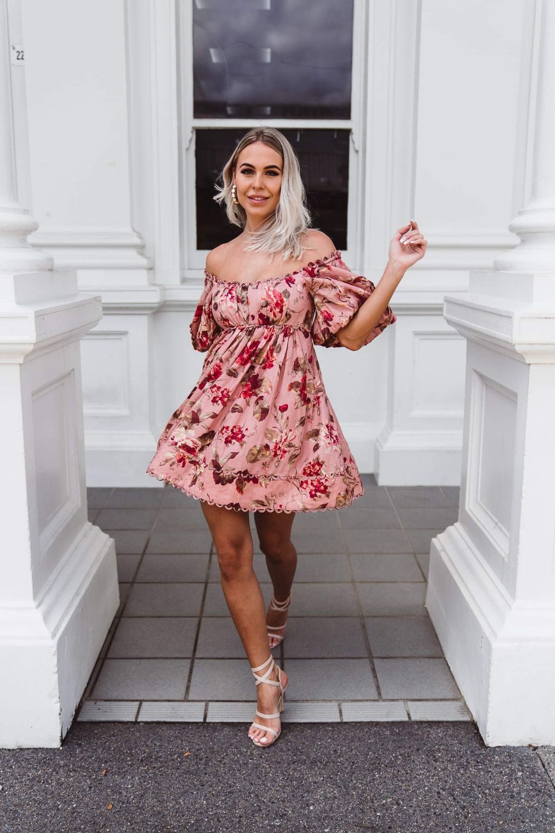 Zimmermann Cassia Scallop Mini Dress in Floral Musk Size 0 / AU 8 for rent on The Volte - main image