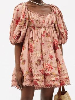 Zimmermann Cassia Scallop Mini Dress in Floral Musk Size 0 / AU 8 for rent on The Volte - image 5