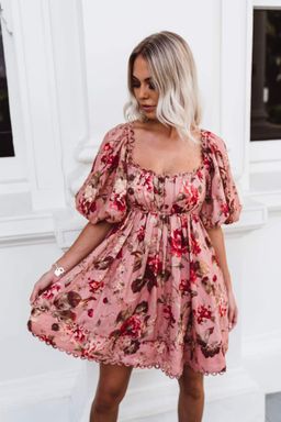 Zimmermann Cassia Scallop Mini Dress in Floral Musk Size 0 / AU 8 for rent on The Volte - image 4