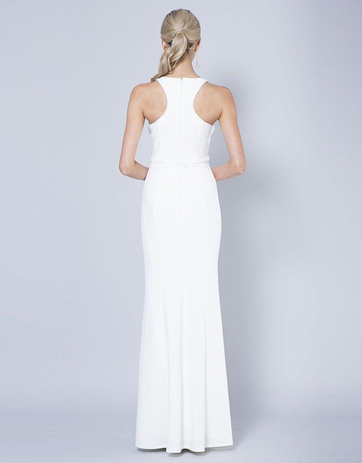 Bariano Gem Racerback Crepe Gown white Size 6 - Image 3