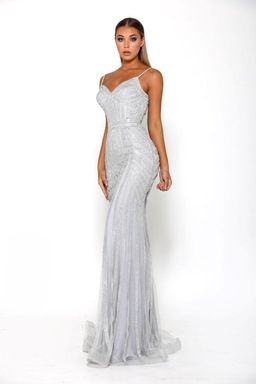 Portia and Scarlett Lourdes Gown Silver Size 8 for rent on The Volte - image 1