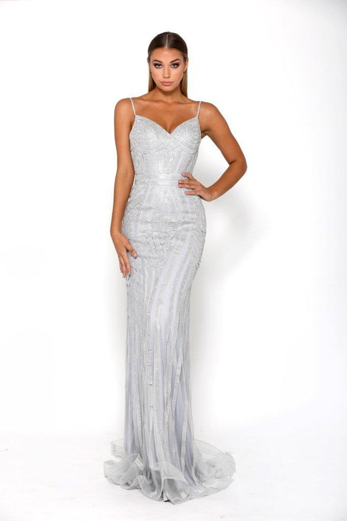 Portia and Scarlett Lourdes Gown Silver Size 8 - Image 2