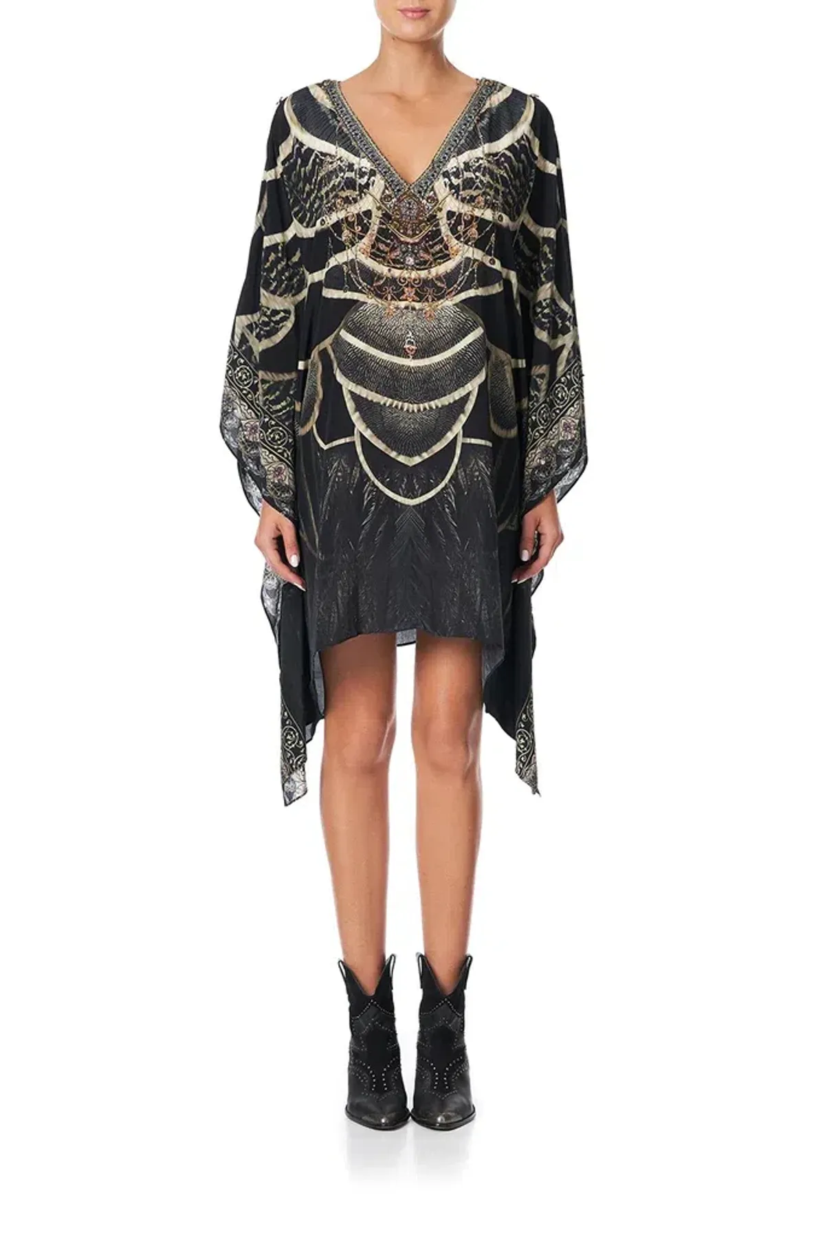 Camilla Kaftan W Button Up Sleeves Under A Full Moon Black Size 12 - Image 3
