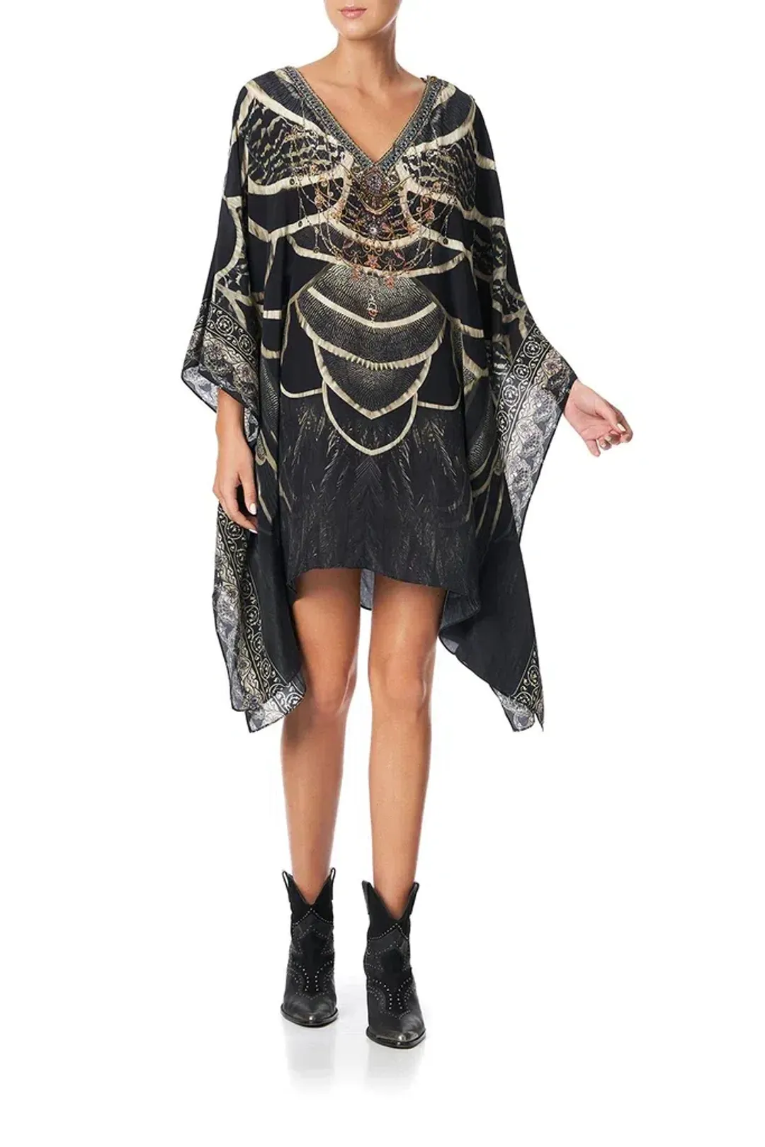 Camilla Kaftan W Button Up Sleeves Under A Full Moon Black Size 12 for rent on The Volte - main image