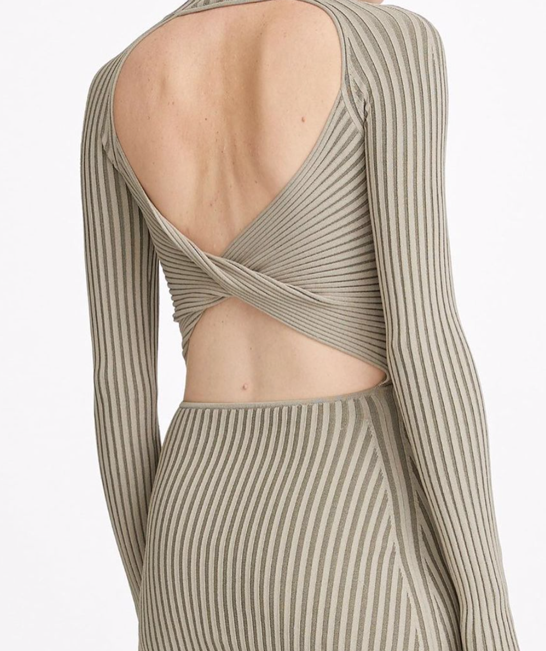 Dion Lee Stripe Rib Twist Mini Dress green size 8 for rent on The Volte - main image