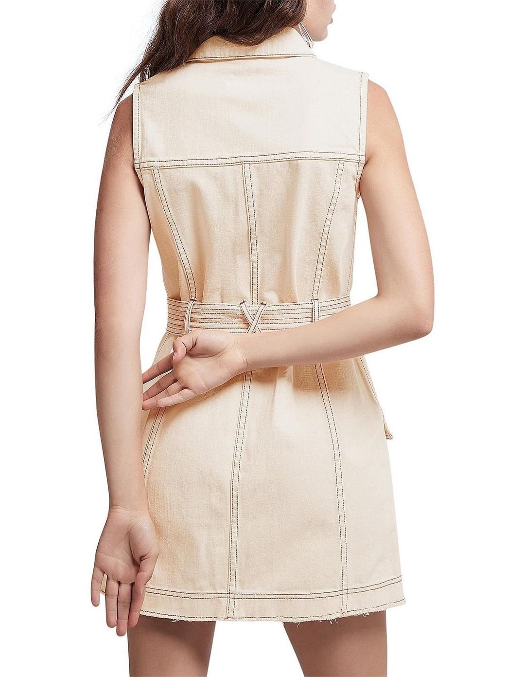 Aje Silvatica Denim Mini Dress Sand Size 6 for rent on The Volte - main image