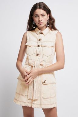 Aje Silvatica Denim Mini Dress Sand Size 6 for rent on The Volte - image 2