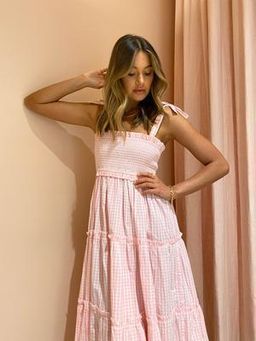 Steele Lyla Dress Blush Pink Check Size XS / AU 6 for rent on The Volte - image 7