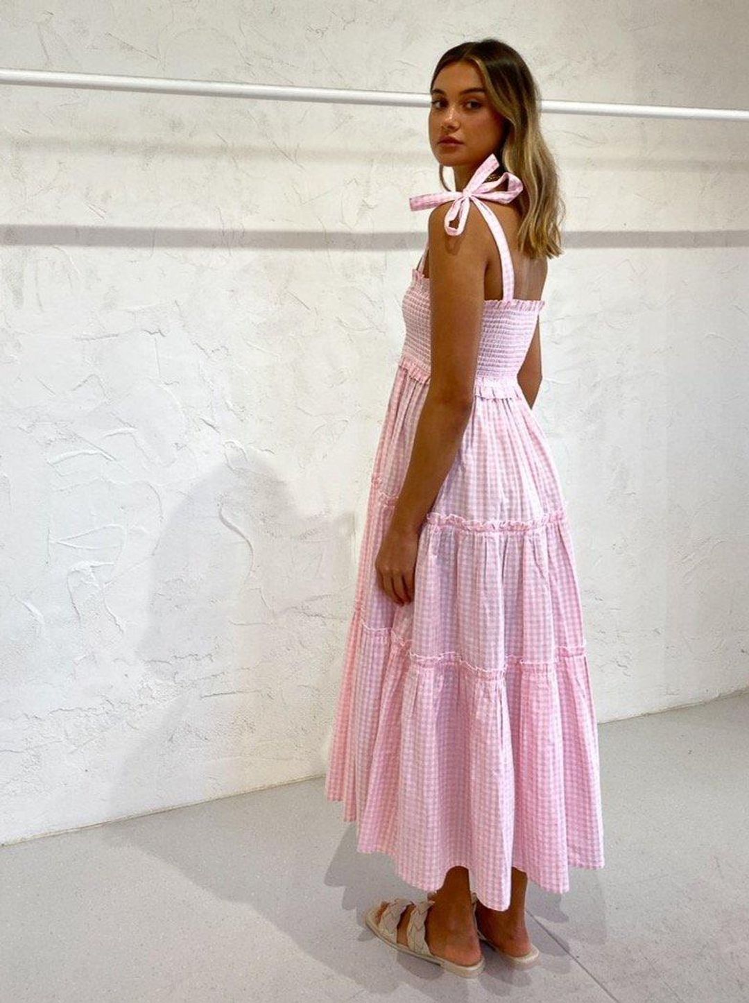 Steele Lyla Dress Blush Pink Check Size XS / AU 6 for rent on The Volte - main image