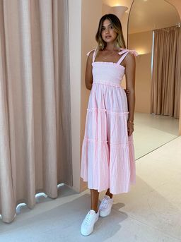 Steele Lyla Dress Blush Pink Check Size XS / AU 6 for rent on The Volte - image 1