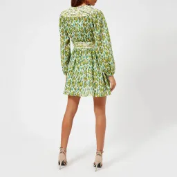 Zimmermann Golden Plisse Mini Dress Lemonade Acid Floral Size 6 for rent on The Volte - image 2