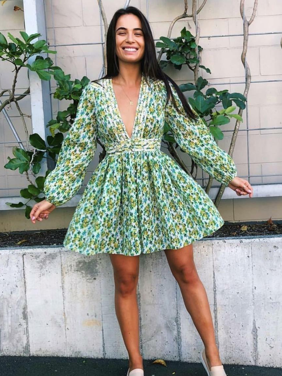 Zimmermann Golden Plisse Mini Dress Lemonade Acid Floral Size 6 - Image 3