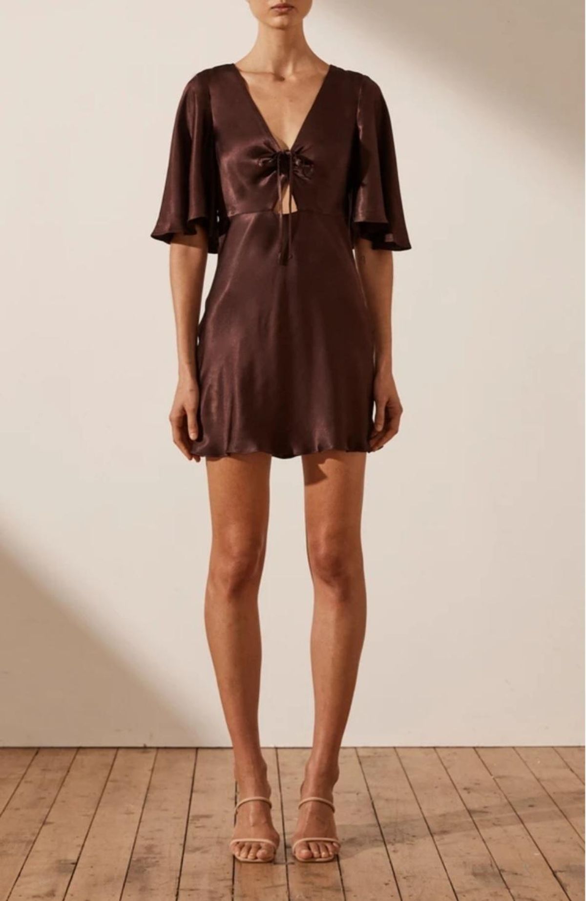 SHONA JOY WRIGHT FLUTTER SLEEVE DRESS size 10 for rent on The Volte - main image