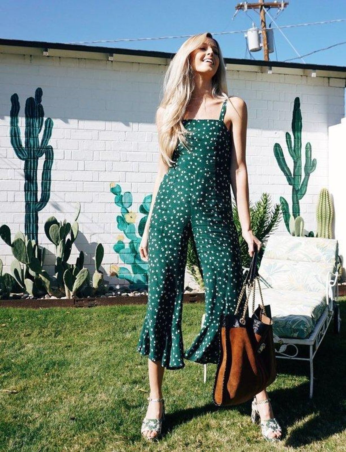 Faithfull the Brand Lea Jumpsuit Green Bettina Floral Print Size XS - Image 4