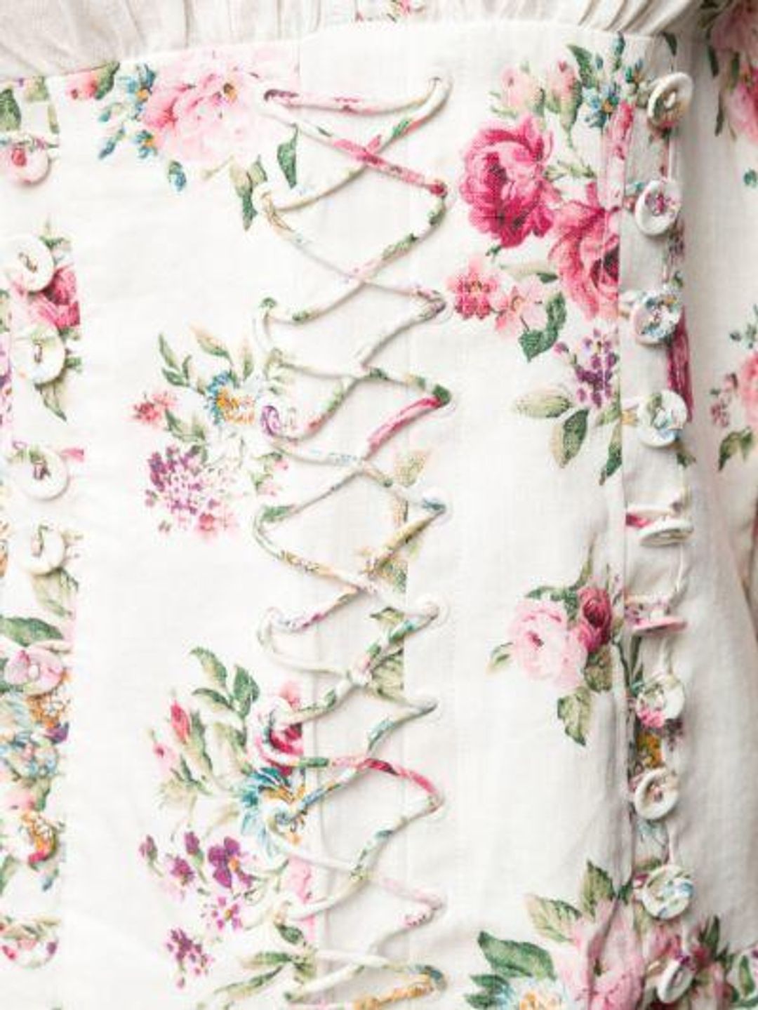 Zimmermann Honour Corset Mini Dress Cream Floral Size 0 / AU 8 for rent on The Volte - main image