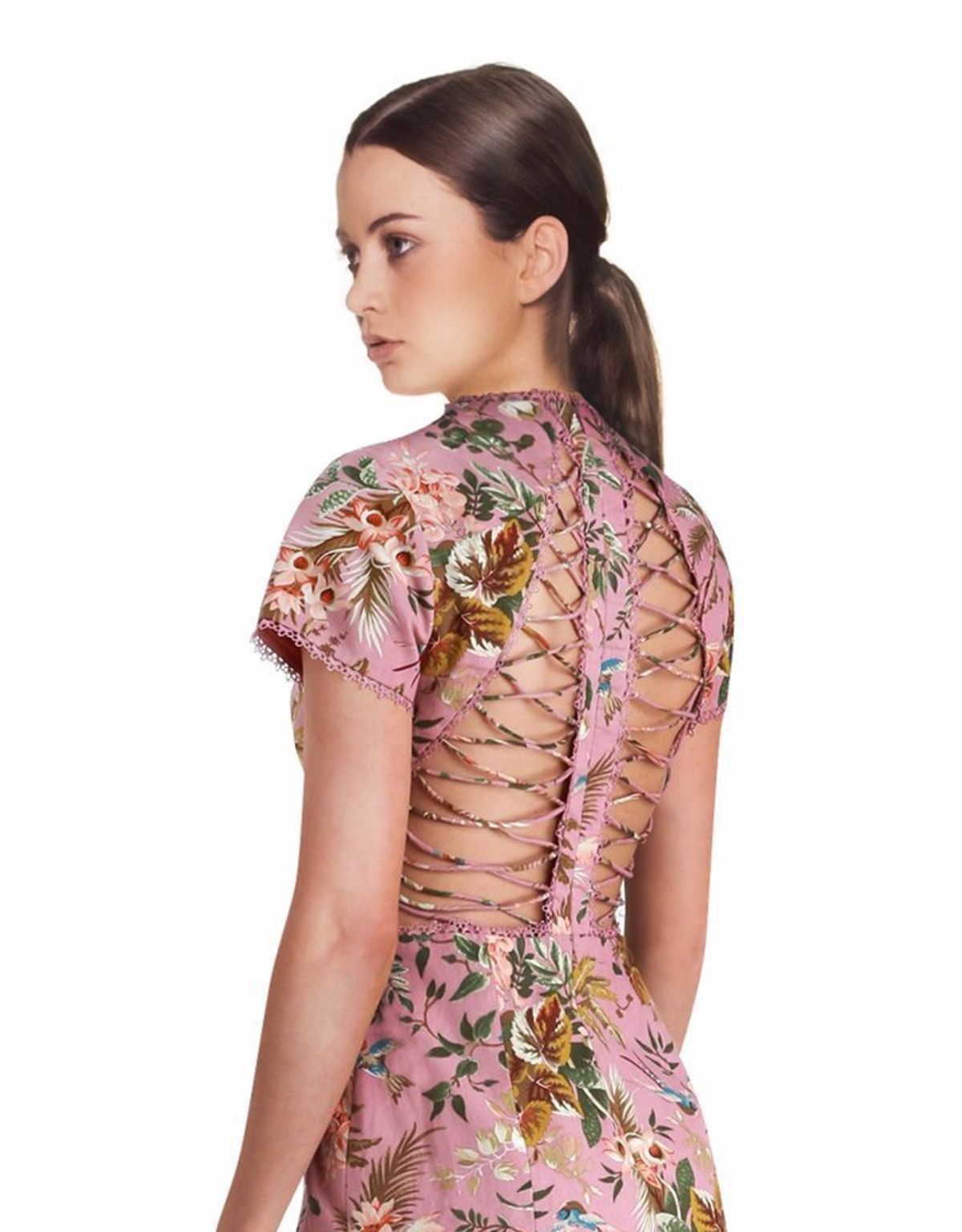 Zimmermann Tropicale Lattice Mini Dress Pink Floral Size 0 / AU 8 - Image 14