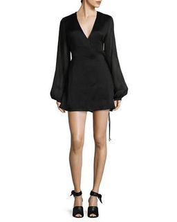 Matin, Westbourne Mini Wrap Dress, Black, size 8 for rent on The Volte - image 2