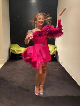 Steph Audino Couture Perth designer fuchsia pink cocktail dress school ball gown size 8-10 for rent on The Volte - image 2