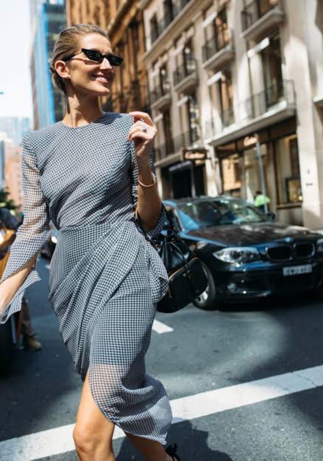 Camilla & Marc Miri Dress Gingham Checkered Grey Size 12 for rent on The Volte - main image