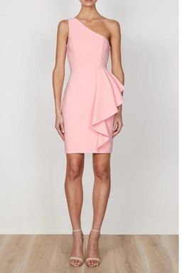 Shona Joy Ava One Shoulder Mini Dress Pink Size 12 for rent on The Volte - image 1