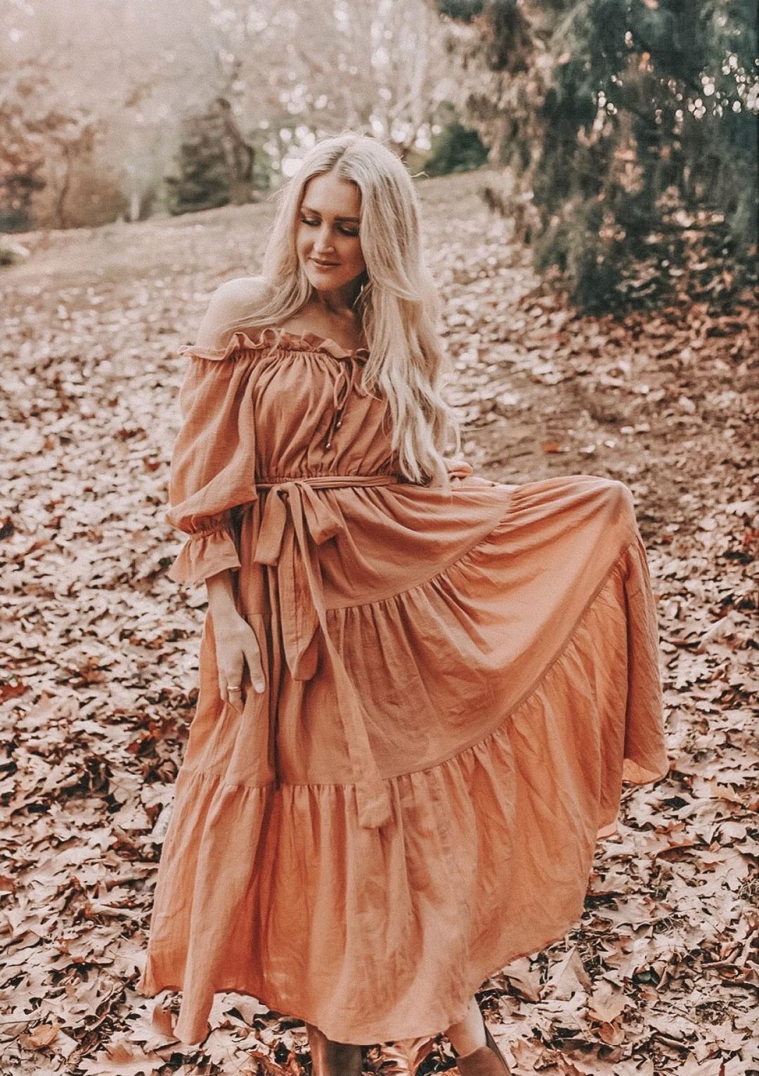 Co & Ry Goldie Maxi Dress Rust One Size for rent on The Volte - main image