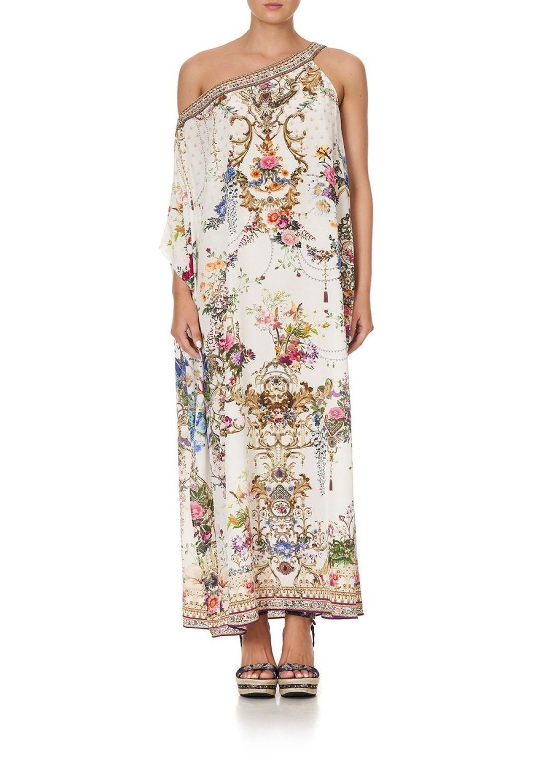 Camilla By The Meadow One Shoulder Kaftan with Neckband Dress Print Size 14 for rent on The Volte - main image