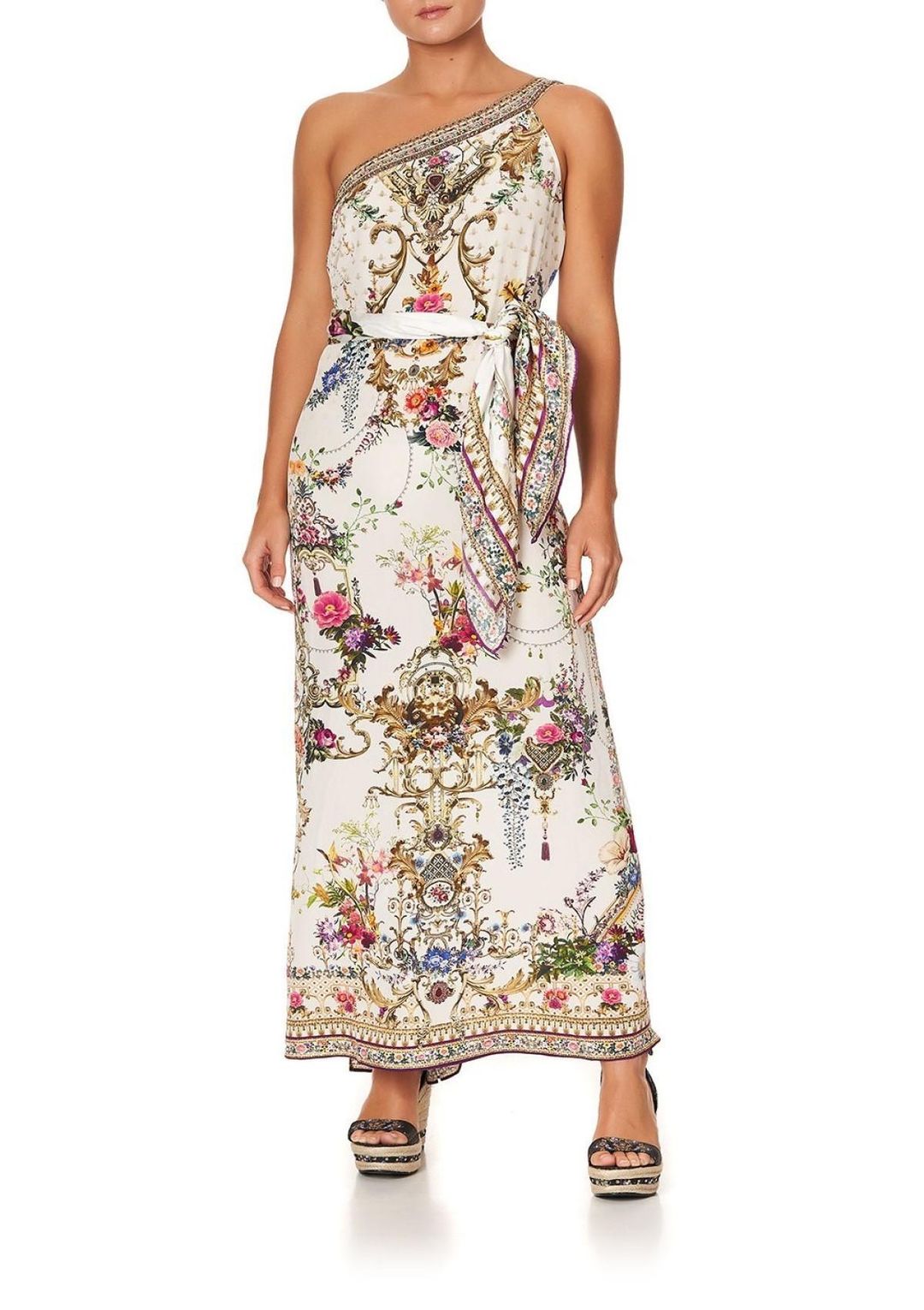 Camilla By The Meadow One Shoulder Kaftan with Neckband Dress Print Size 14 for rent on The Volte - main image