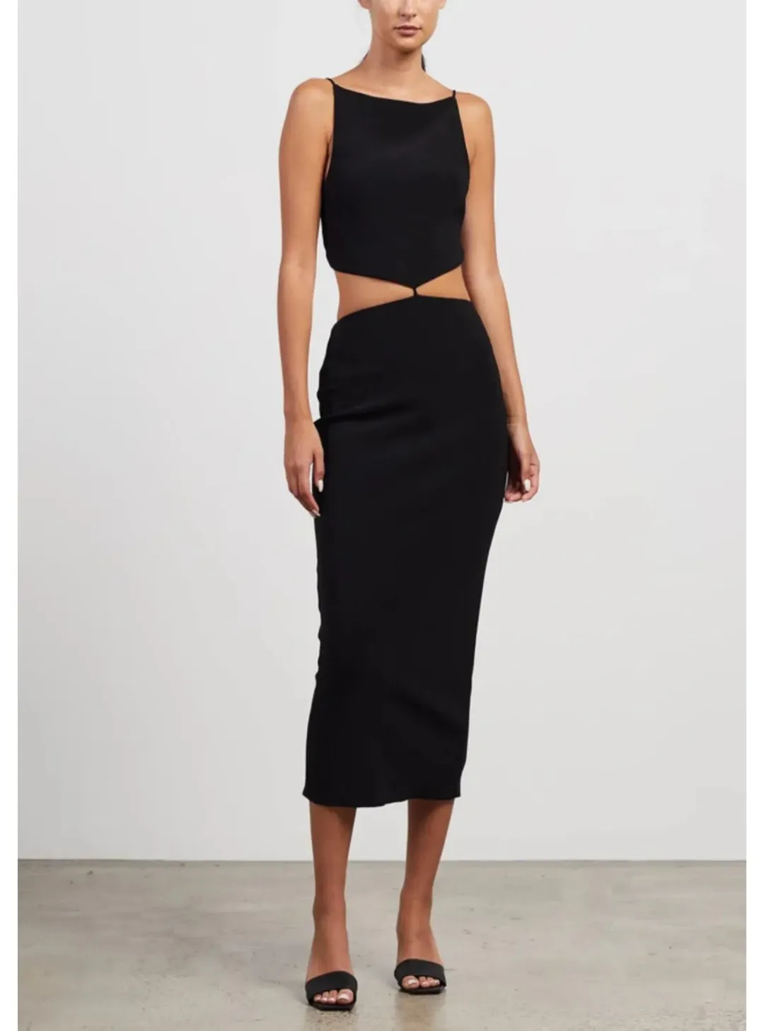 Bec & Bridge Scout Cut Out Midi Dress Black Size AU 8 for rent on The Volte - main image