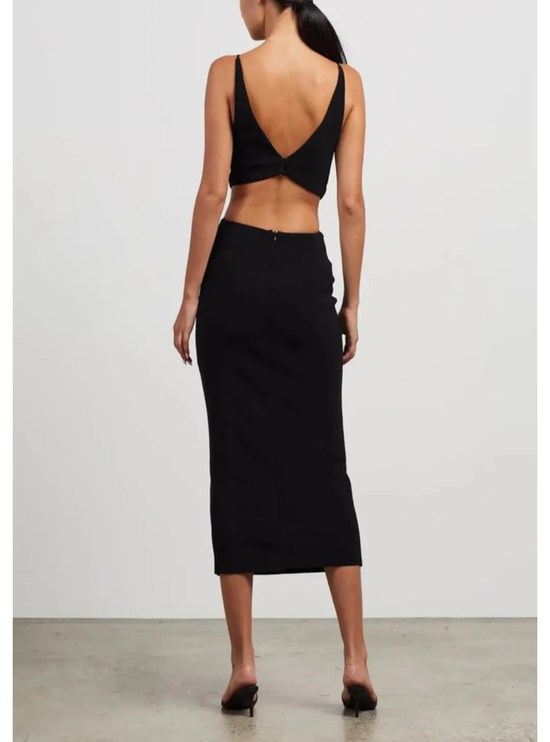 Bec & Bridge Scout Cut Out Midi Dress Black Size AU 8 for rent on The Volte - main image
