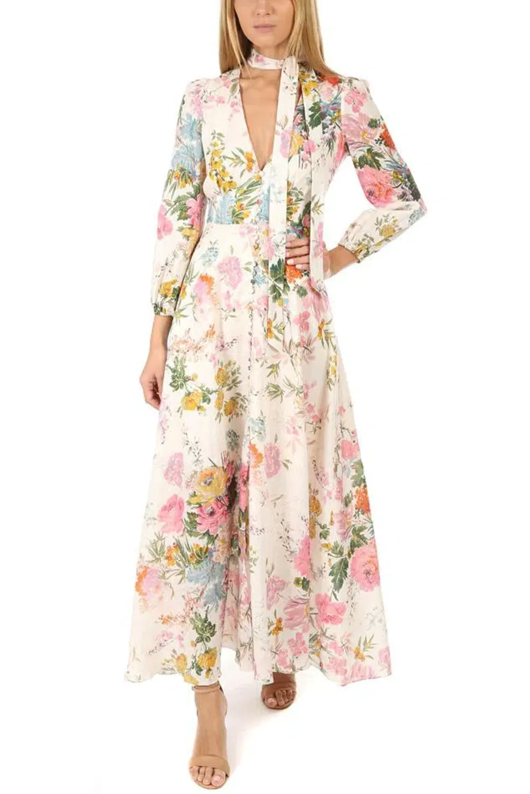 Zimmermann Heather Long Dress Print Size 6 for rent on The Volte - main image