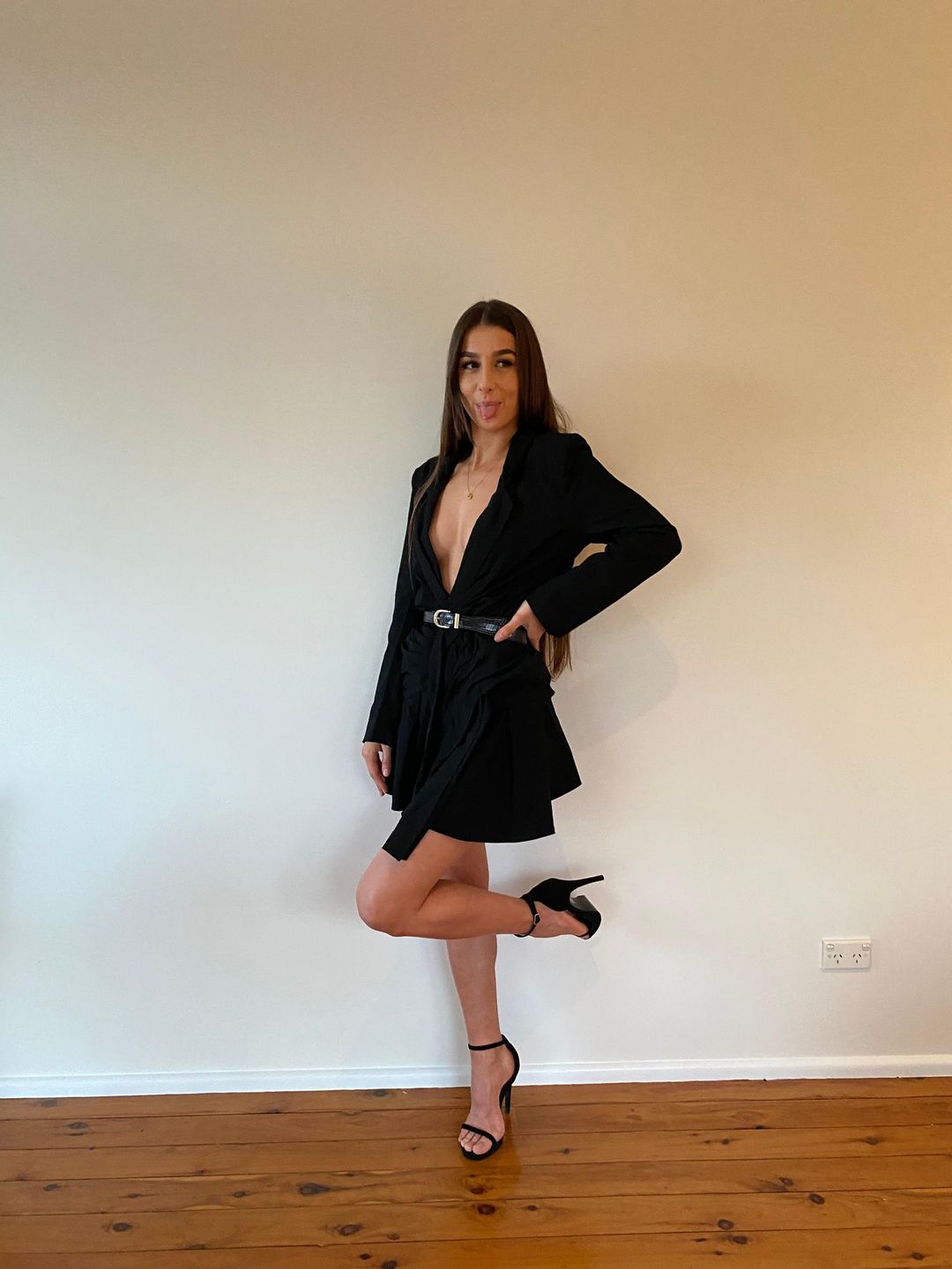 Ivory & Chain Michigan Blazer Mini Dress Black Size 6 for rent on The Volte - main image