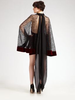 Alexander Wang Red Velvet Backless Mini Lace Sleeve Dress Rare Size 8 for rent on The Volte - image 3