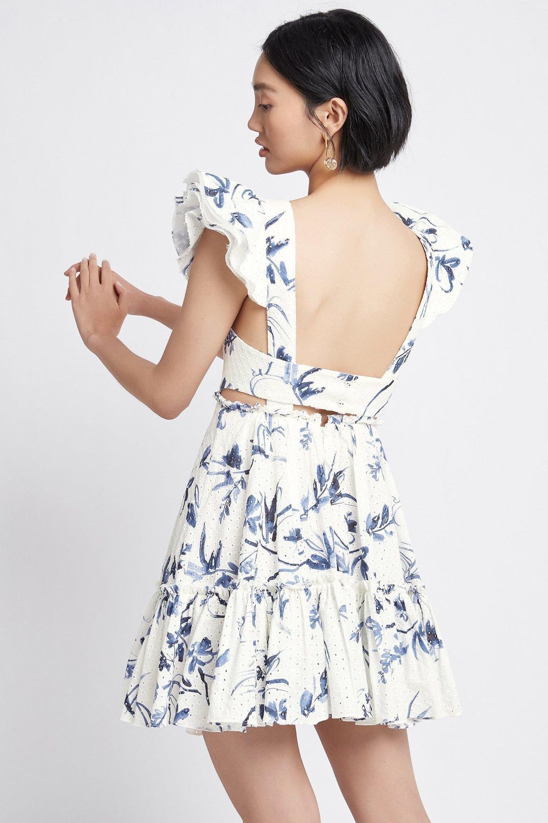 Aje Charlotte Cotton Broderie Mini Dress Print Size 8 for rent on The Volte - main image