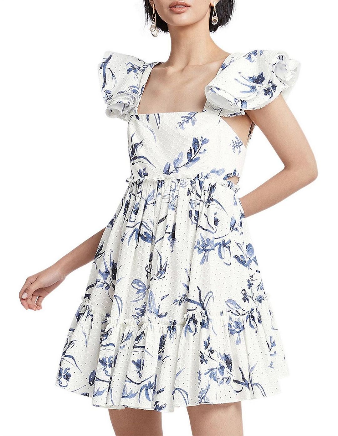 Aje Charlotte Cotton Broderie Mini Dress Print Size 8 for rent on The Volte - main image