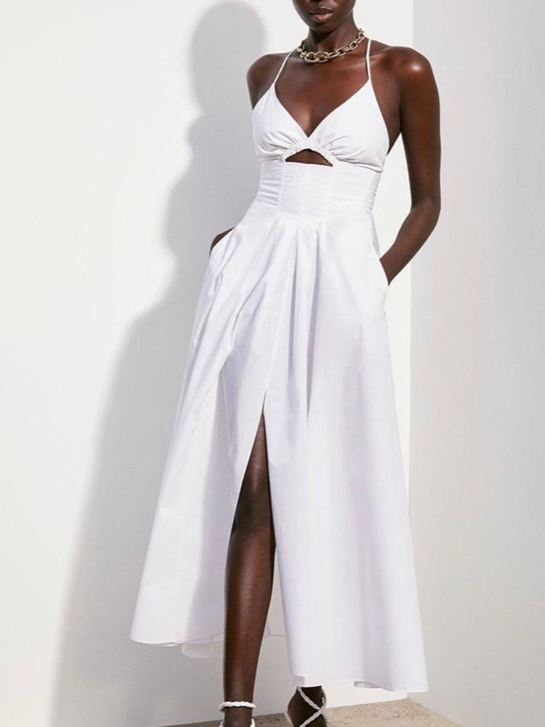 Scanlan Theodore White Cotton Strappy dress size 8 for rent on The Volte - main image