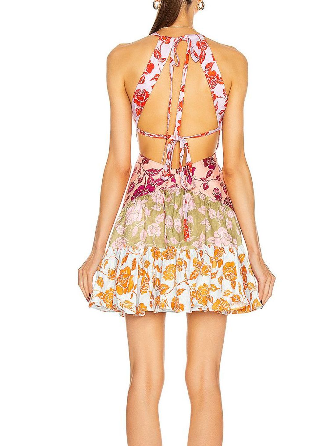 Zimmermann The Lovestruck V Neck Mini Dress Mixed Roses Size 6 for rent on The Volte - main image